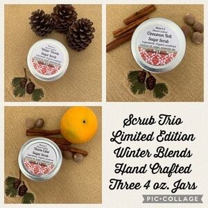 Three 4 oz. hand crafted exfoliating and moisturizing sugar scrubs